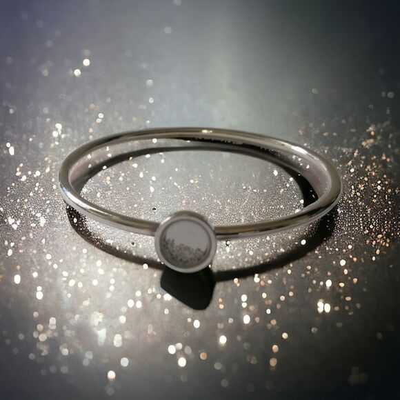 Crystal Floating Charms Locket Bracelet Bangle Silver Tone Modernist Academia. - Picture 13 of 16